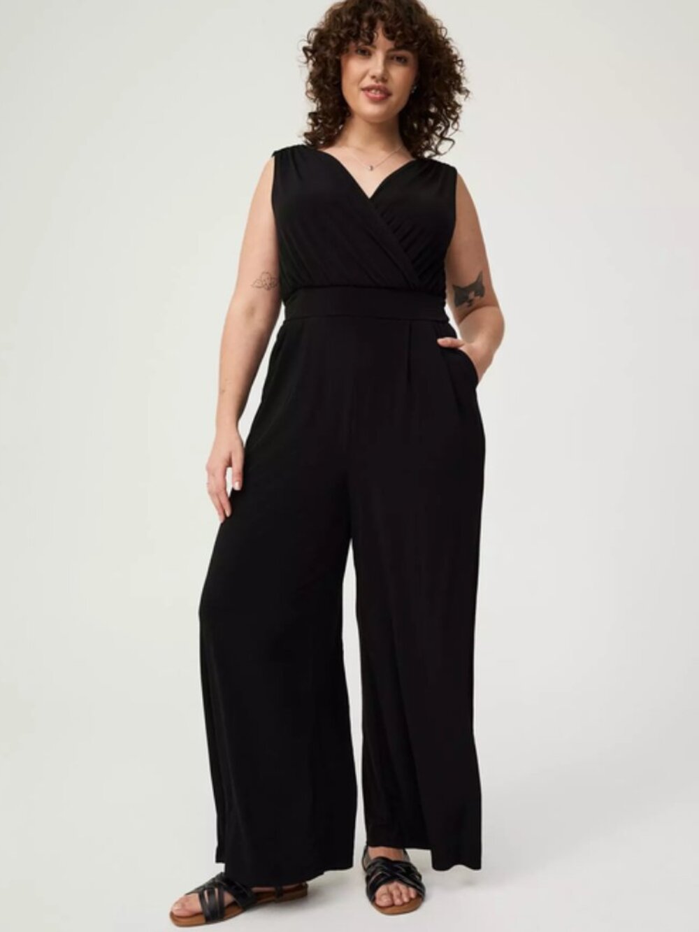 Torrid Studio Knit Surplice Tie Back Jumpsuit Plus Size 1